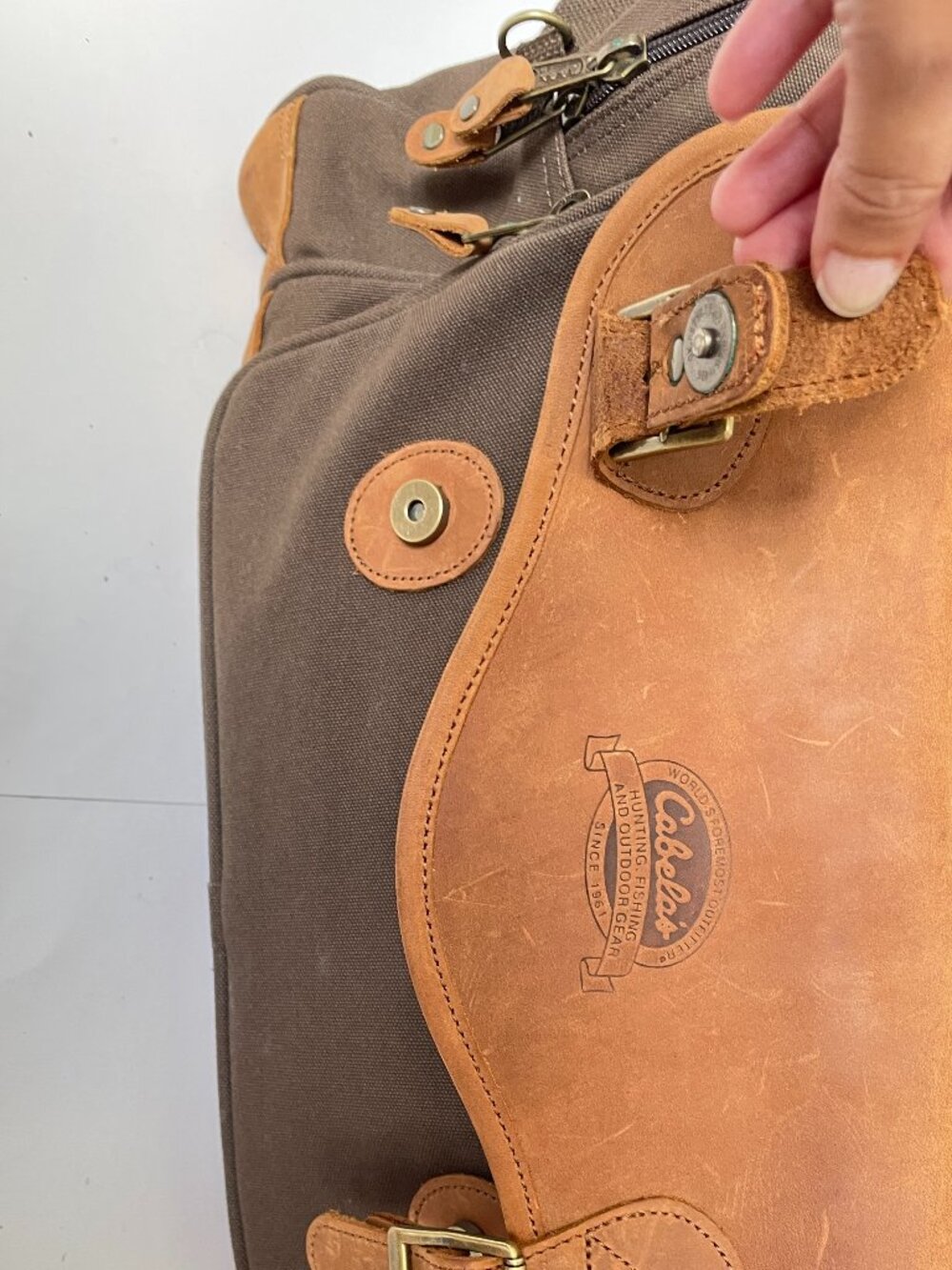 Cabela's Vintage Battenkill Canvas & Leather Large Duffel Bag Luggage Filson - Picture 6 of 13